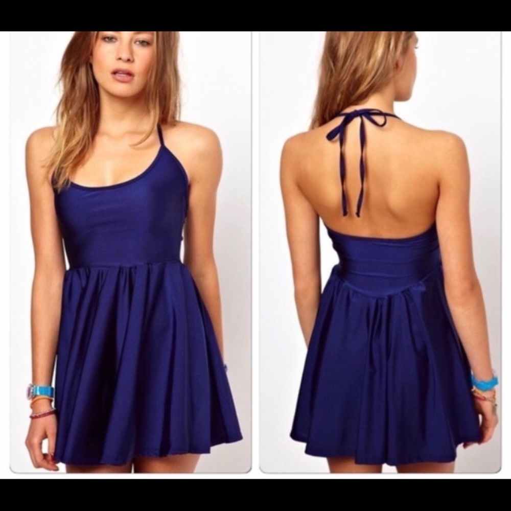 American Apparel Figure Skater Halter Dress in Blue